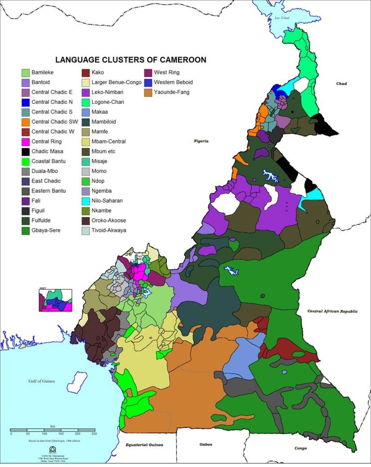 Kartta Kamerun kieli