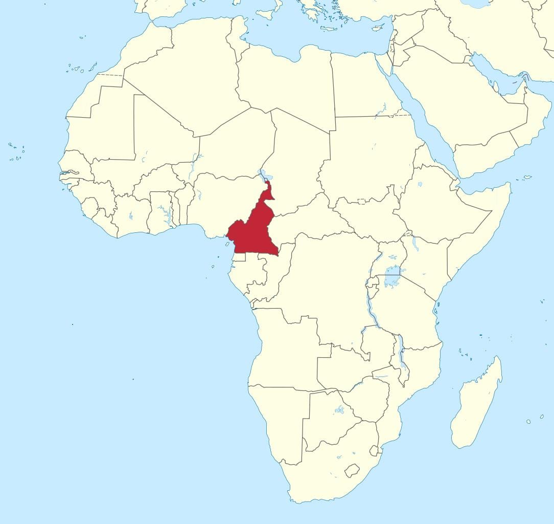 Kartta Kamerun länsi-afrikassa