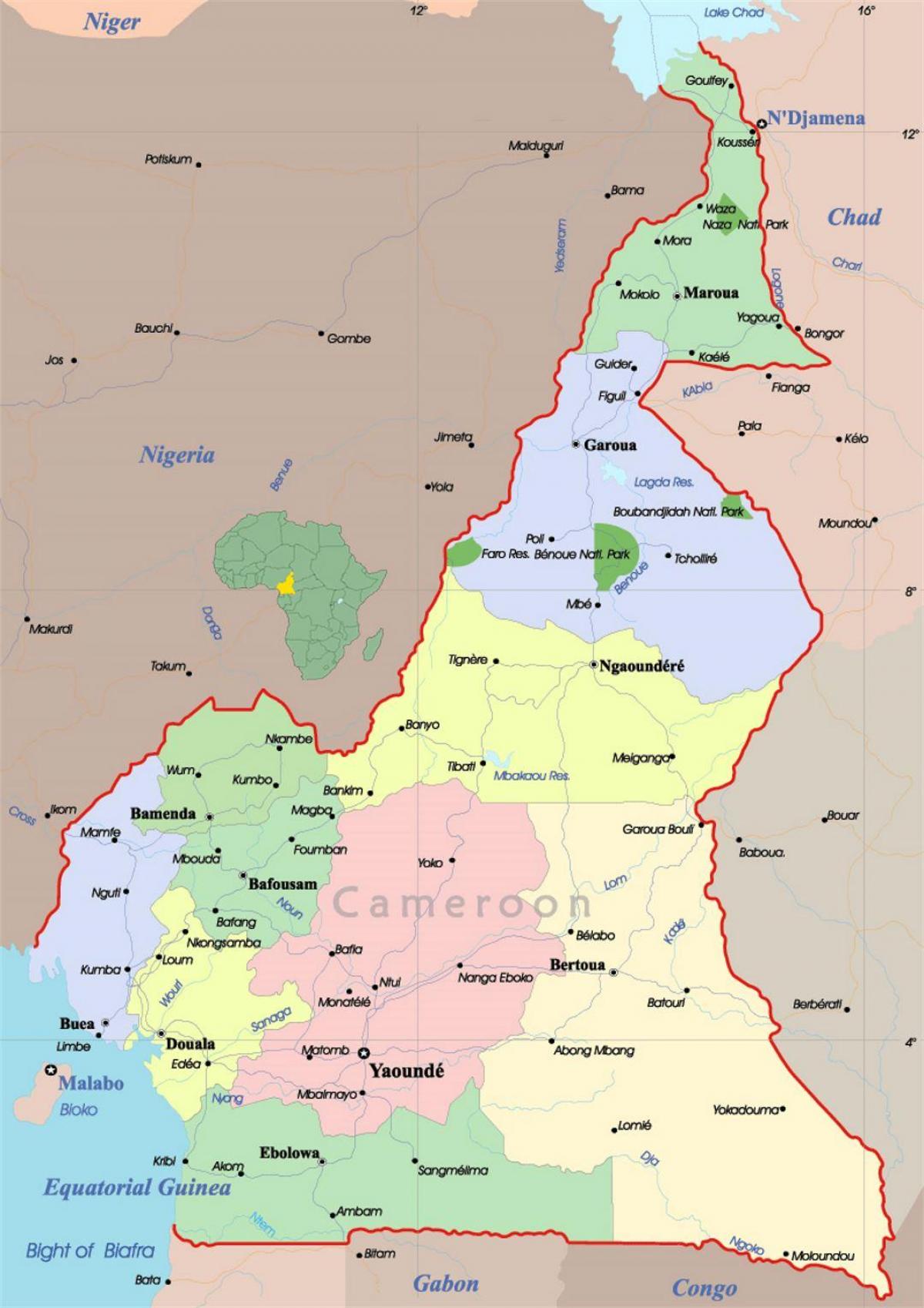 Kamerun kartta kaupungit