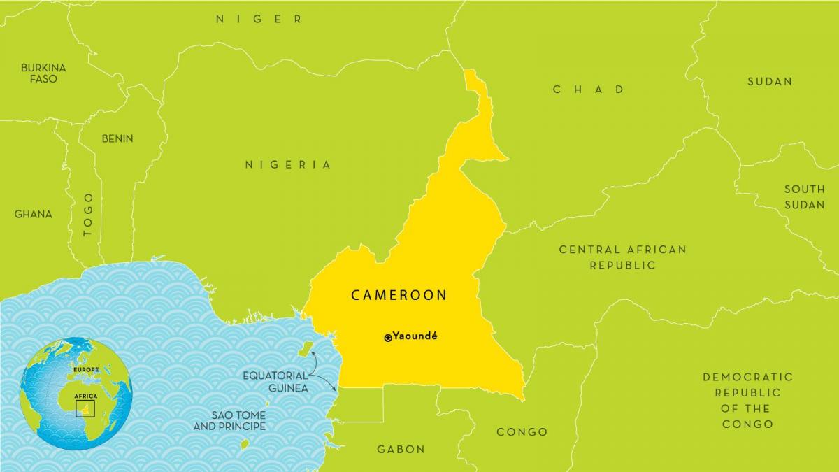kartta Kamerun ja ympäröivien maiden