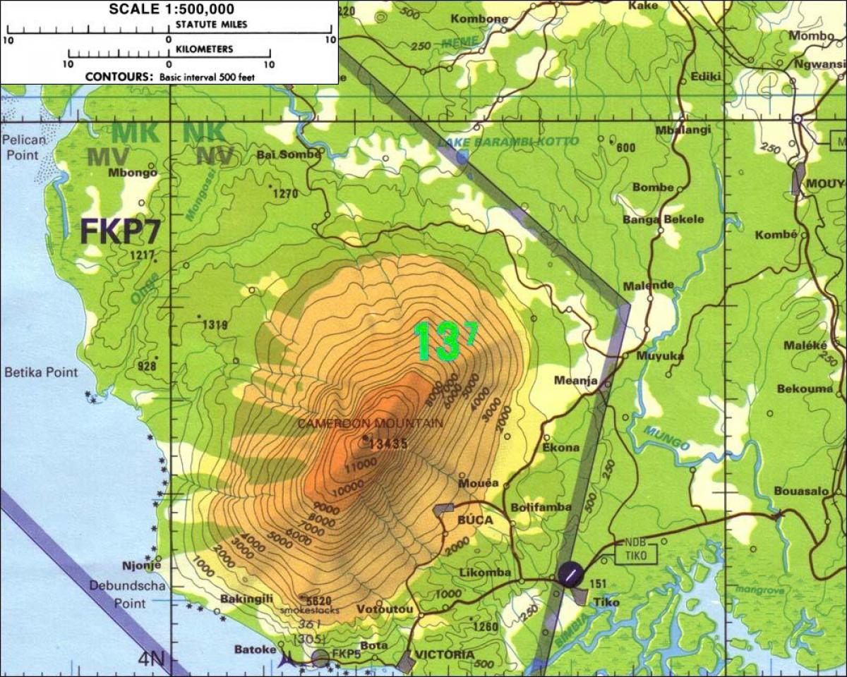 Kamerun vuoret kartta